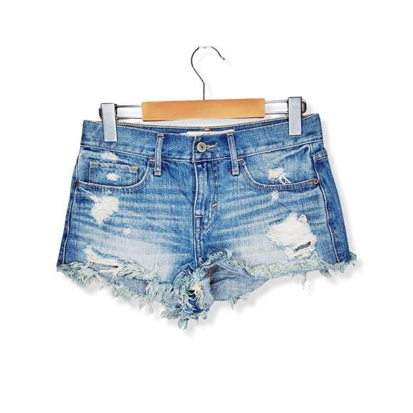 Abercrombie & Fitch Pants - Abercrombie & Fitch Distressed Raw Hem Denim Shorts